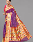 Magenta organza paithani saree