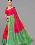 Rani by sea green soft silk saree