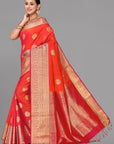 Orangish rani soft silk saree