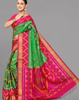 Green ikat soft silk saree