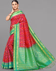 Rani by sapphire green ikat soft silk saree