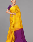 Yellow soft silk saree