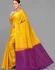 Yellow soft silk saree