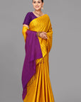 Yellow soft silk saree