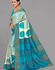 Cream tussar silk printed saree