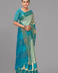 Cream tussar silk printed saree