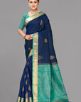 Navy blue soft silk kanjivaram saree