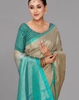 Chikoo beige soft silk saree