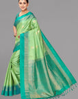 Pista green soft silk saree