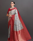 Grey Soft Tissue Saree
