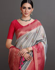 Grey Soft Tissue Saree