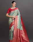 Sea green Soft Tissue Saree