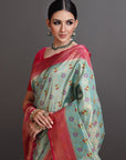 Sea green Soft Tissue Saree