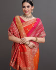 Multicolour Crepe Embroidered Saree