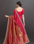Rani Gold Tissue Embroidered Saree