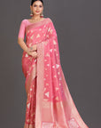 Pink Crepe Saree