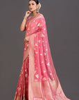 Pink Crepe Saree