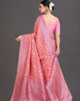Pink Crepe Saree