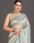 Pastel Blue Tissue Crepe Saree