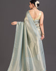 Pastel Blue Tissue Crepe Saree