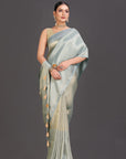 Pastel Blue Tissue Crepe Saree