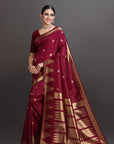 Maroon Soft Tissue Saree