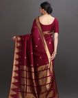 Maroon Soft Tissue Saree