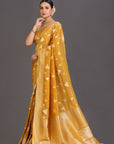 Mustard Gold Crepe Tissue Saree