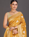 Mustard Gold Crepe Tissue Saree