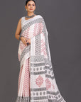 White Linen Saree