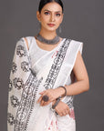 White Linen Saree