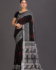 Black and White Linen Saree