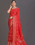 Red Georgette Bandhani Saree