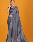 Navy Blue Crepe Saree