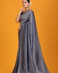 Navy Blue Crepe Saree