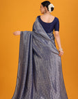 Navy Blue Crepe Saree