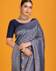Navy Blue Crepe Saree