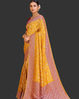 Yellow Crepe Saree