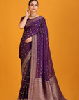 Purple Crepe Saree