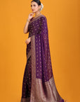 Purple Crepe Saree