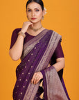 Purple Crepe Saree