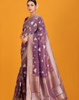 Purple Crepe Tissue Saree