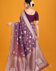 Purple Crepe Tissue Saree