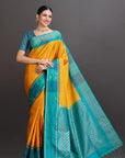 Yellow Soft Kanjivaram Silk Saree