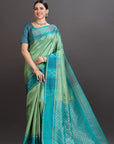 Pista Green Kanjivaram Soft Silk Saree
