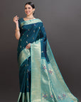 Emerald Blue Silk Kanjivaram Saree
