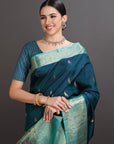 Emerald Blue Silk Kanjivaram Saree