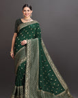 Green Crepe Embroidered Saree