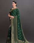 Green Crepe Embroidered Saree