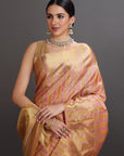 Gold Peach Kanjivaram Silk Saree